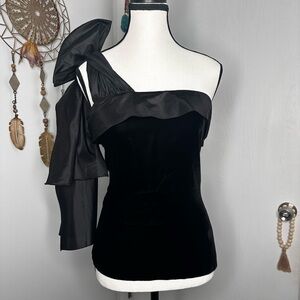 1980s Bill Blass velvet one shoulder top